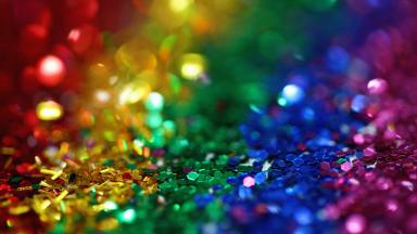Rainbow coloured glitter: Red, Yellow, Green, Blue and Purple